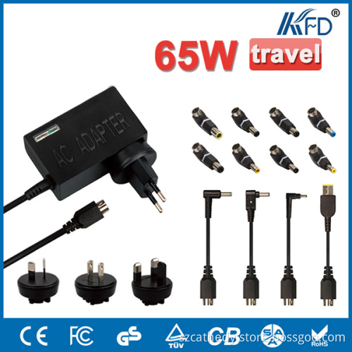 65W Universal Portable Adapter with 12 Pins Universal Laptop Power Supply